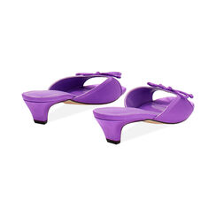 Mules open toe donna viola in raso, tacco 4 cm, Primadonna, 254927801RSVIOL035, 004 preview