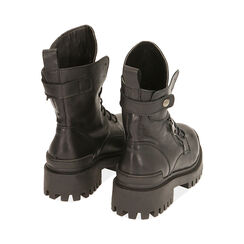 Anfibi neri in pelle, tacco 4,5 cm , Special Price, 185610101PENERO036, 004 preview