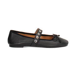 Ballerina nera in vera pelle con suola in gomma, Primadonna, 26N145016PENERO036, 001 preview