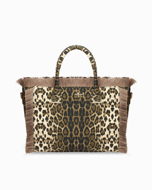 Borsa a mano leopard-nero con tracolla removibile, MULTI COLOR