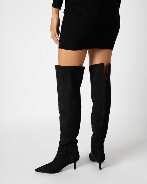 CHAUSSURES POUR FEMMES BOTTE AU CUISSES, BLACK