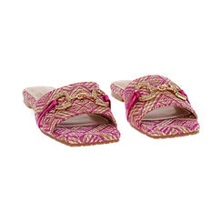Sandalias planas mujer fucsias en rafia, Primadonna, 254952506RFFUCS036, 003 preview