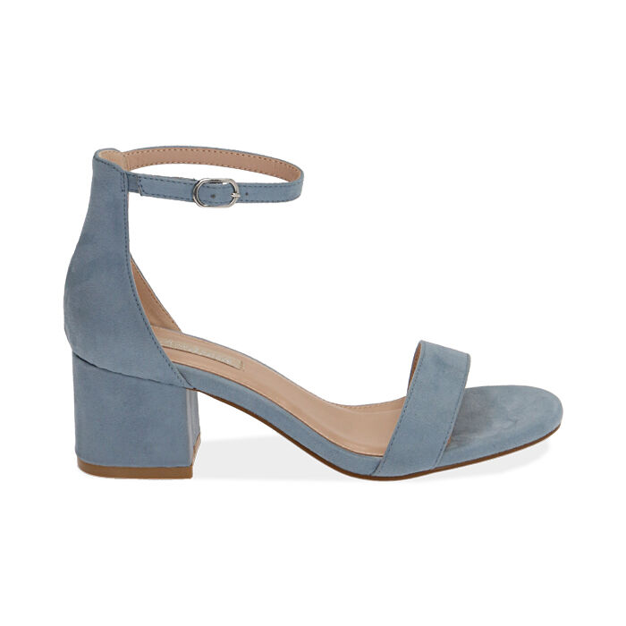 Sandali celesti in microfibra, tacco 6 cm | Primadonna Collection