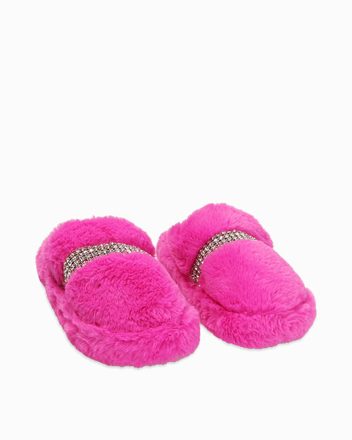 Pantofole fucsia con strass, FUCHSIA