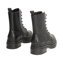 Anfibi neri con suola in gomma e tacco da 5 cm, Primadonna, 260624905EPNERO035, 004 preview