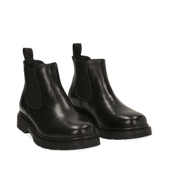 Chelsea boots neri in vera pelle, Stivaletti, 147729409PENERO036, 002a