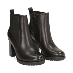 Chelsea boots neri in eco-pelle, tacco 8,5 cm , Scarpe, 143066110EPNERO035, 002 preview