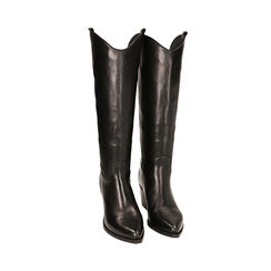 Stivali texani neri in pelle, tacco 7,4 cm, Primadonna, 22B805008PENERO035, 002 preview
