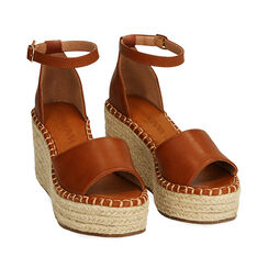 Sandali cognac, zeppa 9 cm , 194907132EPCOGN036, 002a