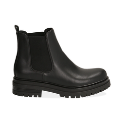 Chelsea boots neri in eco-pelle, tacco 4,5 cm , Scarpe, 140618191EPNERO036, 001 preview