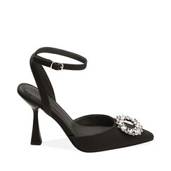 Décolleté slingback gioiello nere, tacco 10 cm, Primadonna, 214961205LYNERO035, 001a