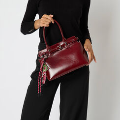 Borsa a mano bordeaux lucida con charms, Primadonna, 261681277EUBORDUNI, 002a