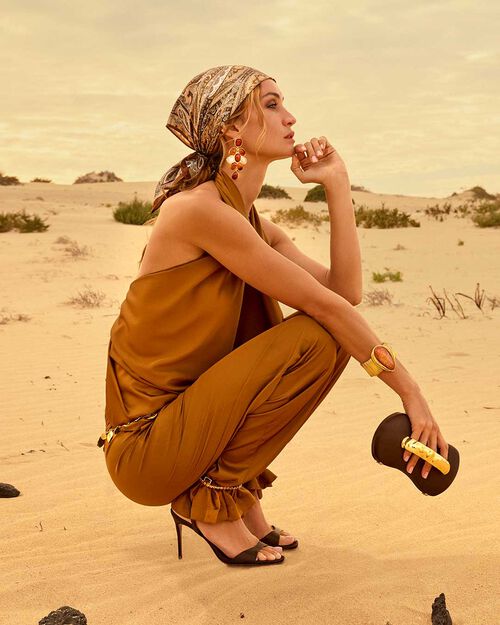 Foulard multicolor cognac elegante, MULTICOLOR-RED