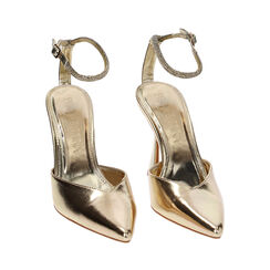 Décolleté slingback donna dorate in laminato, tacco 10 cm, Primadonna, 252193601LMOROG035, 003 preview