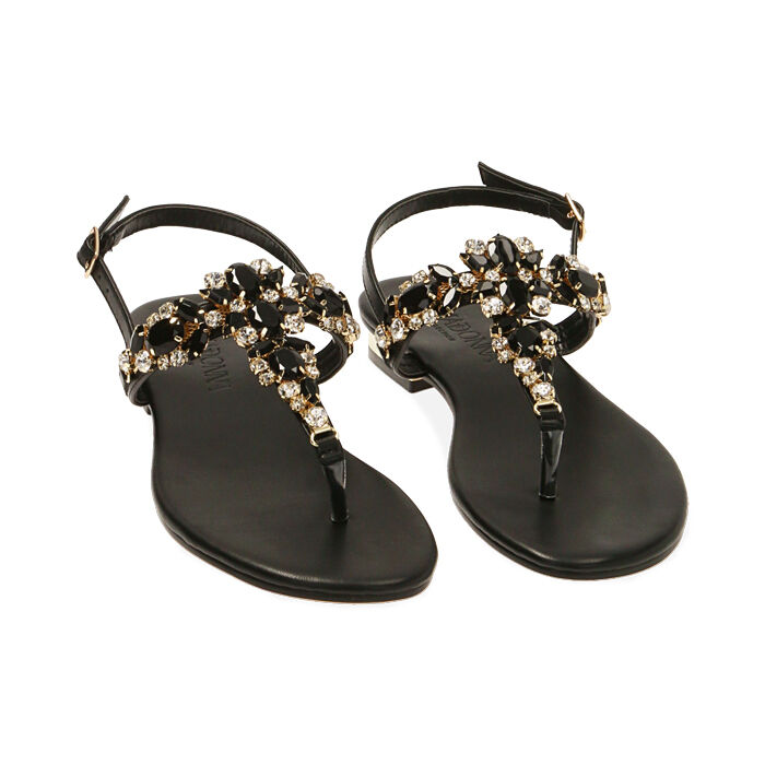 Sandalias mujer planas joyas negras | Primadonna Collection