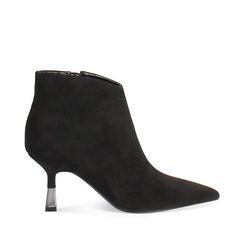 Bottines noires en microfibre avec talon de 7,5 cm, Primadonna, 264911701MFNERO035, 001a