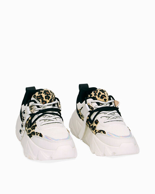 Sneakers bianco leopardate, 