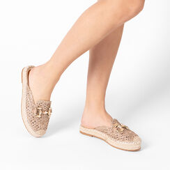 Sabots femme taupe en raphia, Primadonna, 254930500RFTAUP035, 002a