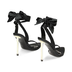 Sandalias con tacón negras en raso, Special Price, 232113003RSNERO040, 003 preview