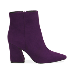 Ankle boots viola, tacco trapezio 8,5 cm ,