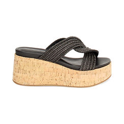 Zeppe donna nere in raffia, Primadonna, 25M553219RFNERO035, 001 preview