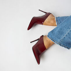 Sabot bordeaux brillant avec talon de 10 cm, Primadonna, 262188522EUBORD035, 002a