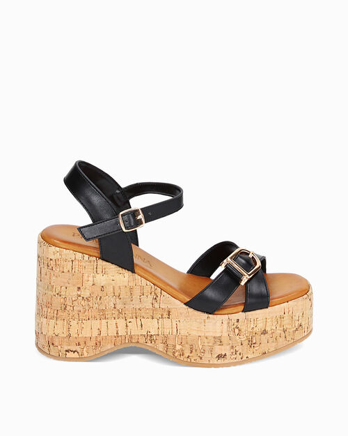 WOMEN SHOES WEDGE SYNTHETIC NERO, BLACK