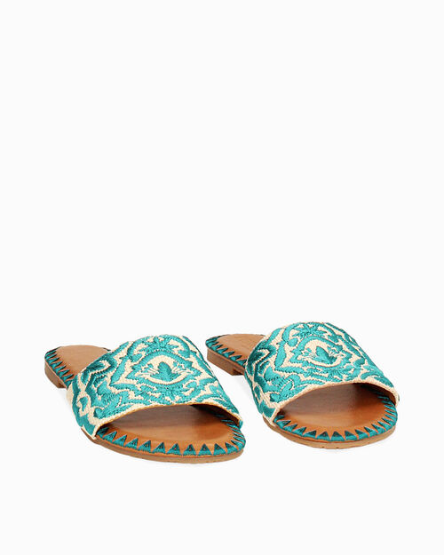 ZAPATOS FLAT RAFIA TURC, TURQUOISE