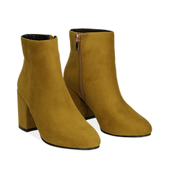 Ankle boots gialli in microfibra, tacco 7,5 cm , Stivaletti, 142762715MFGIAL, 002a