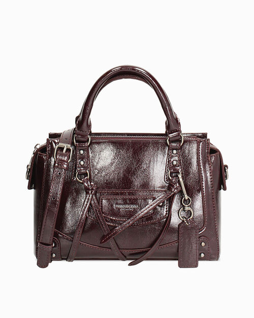 Mini bag bordeaux lucida con tracolla removibile, BURGUNDY