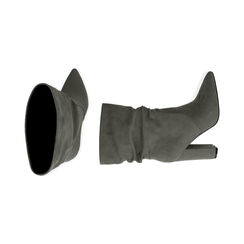 Ankle boots grigi in microfibra, 10,5 cm , Soldés, 182134130MFGRIG035, 003 preview