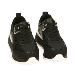 Sneakers nere, suola 3 cm , Primadonna, 200636102EPNERO035, 002 preview