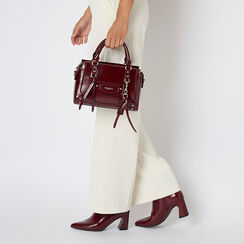 Mini sac bordeaux brillant avec bandoulière amovible, Primadonna, 26D519929EUBORDUNI, 002a
