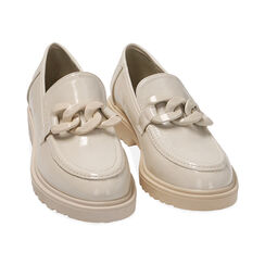Mocassini panna in naplack, Primadonna, 214902056NPPANN036, 002 preview