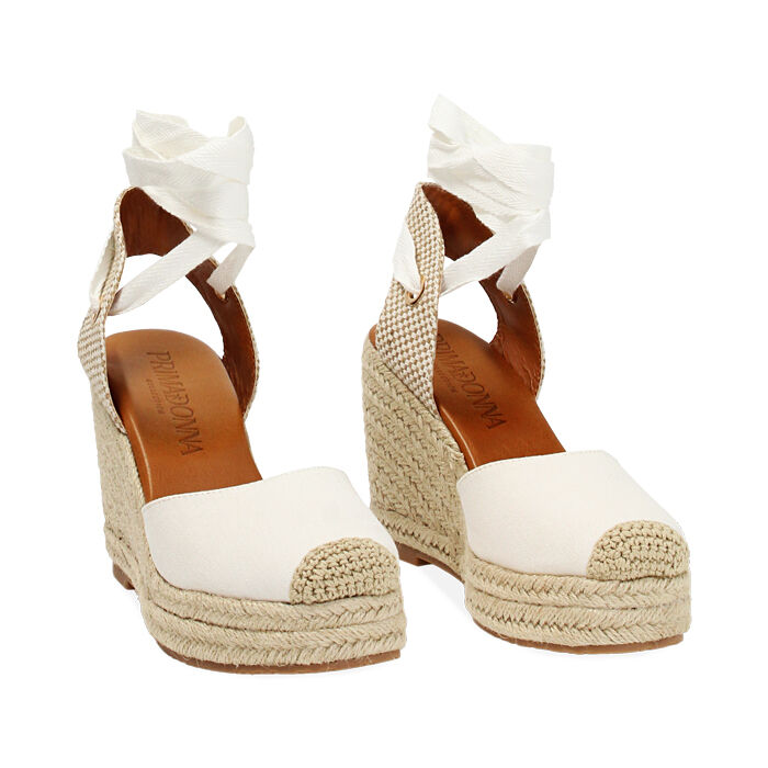 Espadrille Compensee Blanche Espadrille à Talon Compensé Pour Mariée