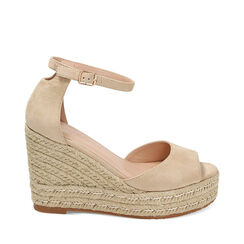 Cuñas de mujer beige en microfibra, Primadonna, 254981950MFBEIG035, 001a