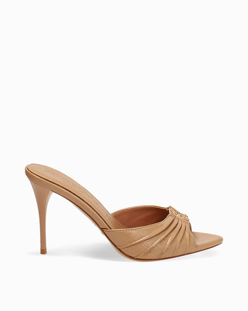 Mules open toe nude tacco 9 cm, NUDE