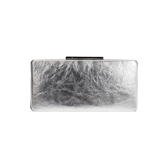 Clutch argento in laminato con tracolla removibile, Primadonna, 262342370LMARGEUNI