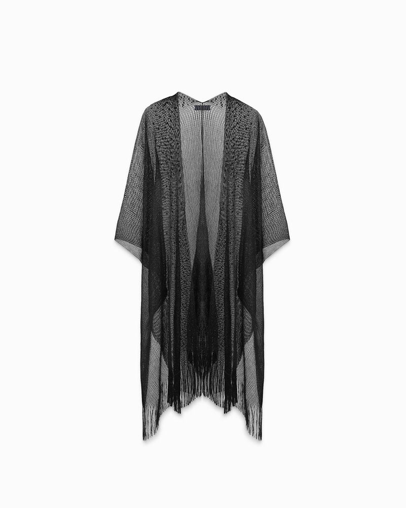 Poncho donna nero in tessuto image number null