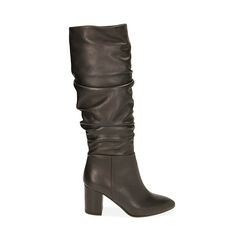 Bottes noires en cuir gaufré, talon 7,5 cm , Primadonna, 20A540703PENERO036, 001a