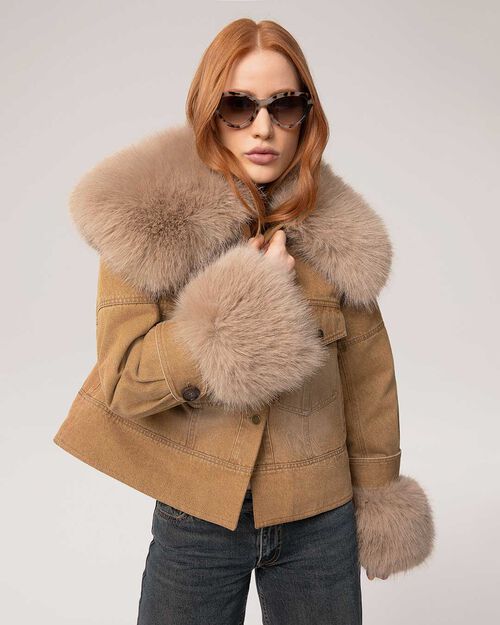 Cazadora en pelo sint&eacute;tico jeans casual-chic, JEANS