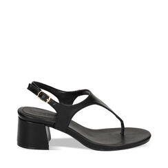 Sandali infradito neri, tacco 5 cm, Ultime occasioni, 234962501EPNERO036, 001a