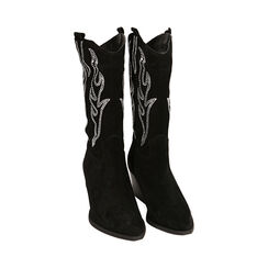 Stivali texani bassi neri in camoscio, tacco 7 cm , Primadonna, 20A500931CMNERO037, 002 preview