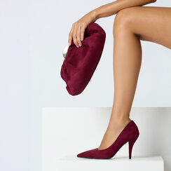 Bolso de mano burdeos en microfibra con correa removible, Primadonna, 265126345MFBORDUNI, 002a