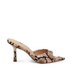 Mules open toe donna marroni in pitone, tacco 8,5 cm, Primadonna, 254908801PTMARR035, 001a