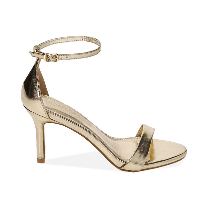 Sandali oro in laminato, tacco 8,5 cm, Primadonna, 234961505LMOROG036