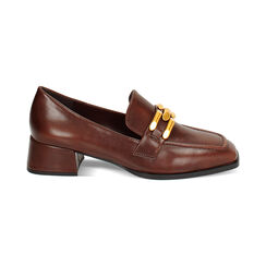 Mocassino cognac, tacco largo 4 cm, Primadonna, 244906802EPCOGN035, 001 preview