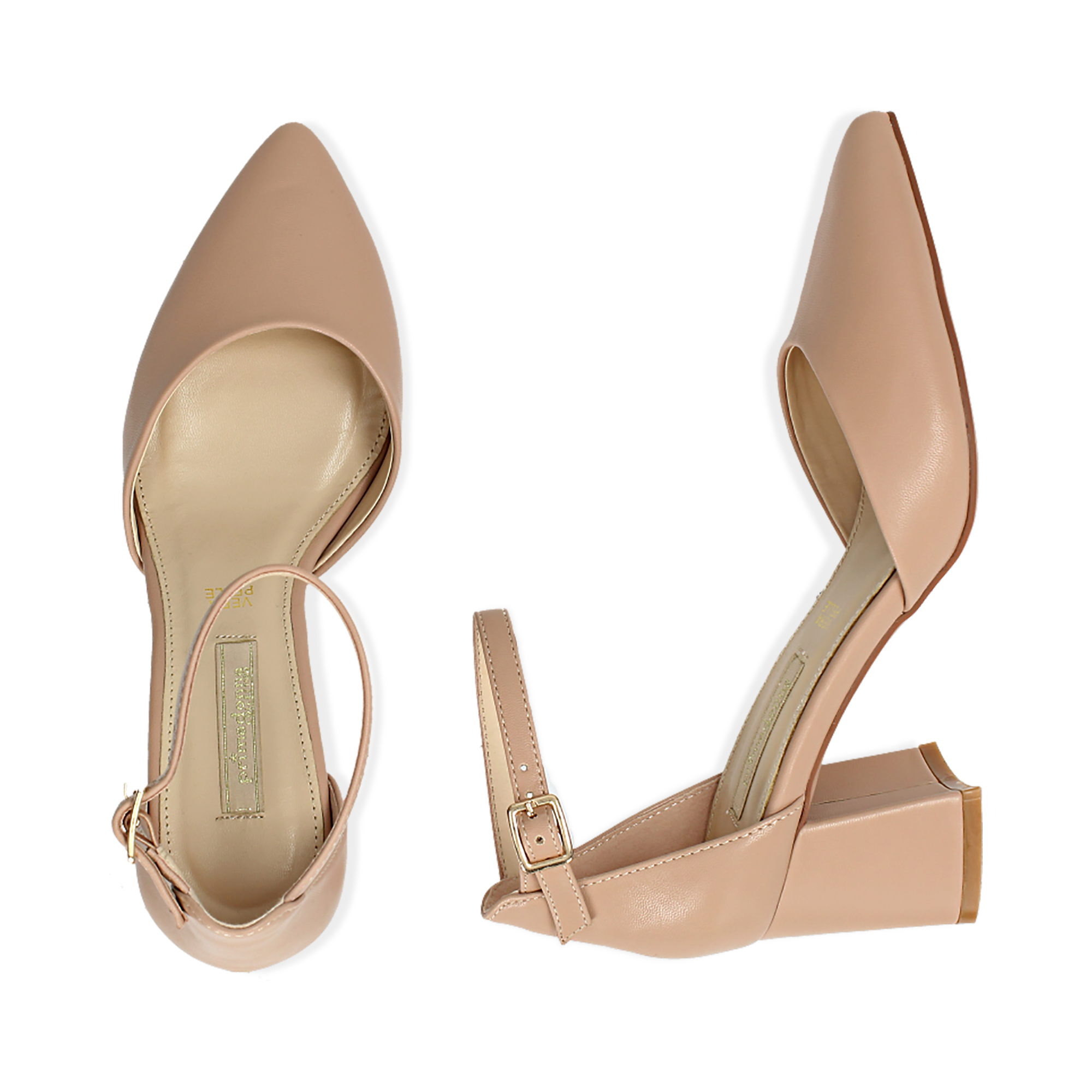 Décolleté con cinturino nude in eco-pelle, tacco 6,50 | Primadonna  Collection