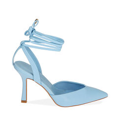 Décolleté lace-up celesti, tacco 9,5 cm, Primadonna, 212126304EPCELE035, 001a