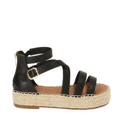 Sandali neri, zeppa 3 cm, 214923821EPNERO035, 001a